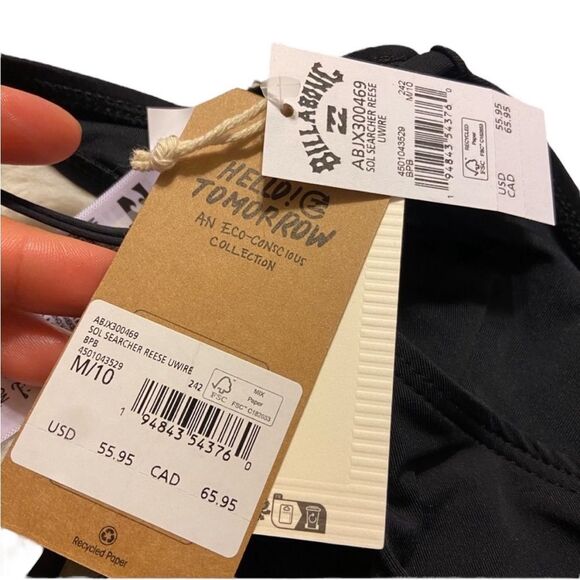 NEW Billabong Sol Searcher Reese underwire black swim bra M Medium - Picture 8 of 8